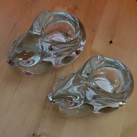 Clear Indiana Glass Rabbit Bunny Votive Candle Holder Set of 2 - Picture 15 of 15